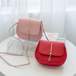 Tassel Shoulder Crossbody Bag for Women PU Leather Solid Color