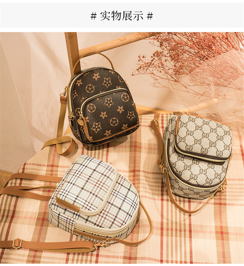 Plaid Letter Print Lucky Flower PU Shoulder Bag Casual Women's Handbag - Image 2