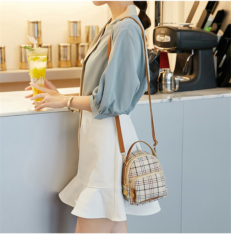 Plaid Letter Print Lucky Flower PU Shoulder Bag Casual Women's Handbag - Image 3