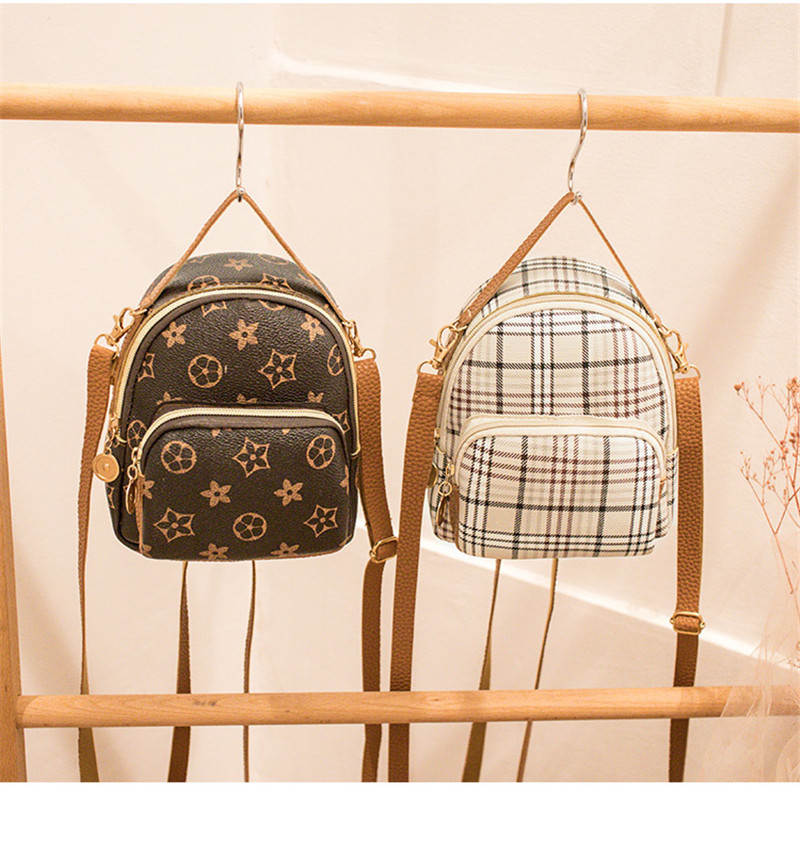 Plaid Letter Print Lucky Flower PU Shoulder Bag Casual Women's Handbag