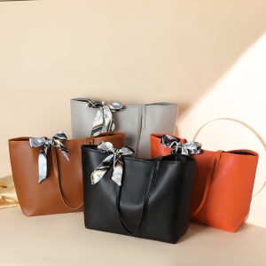 2025 New Women's Tote Bag Trendy Minimalist Handbag with Silk Scarf Shoulder Bag Underarm Bag