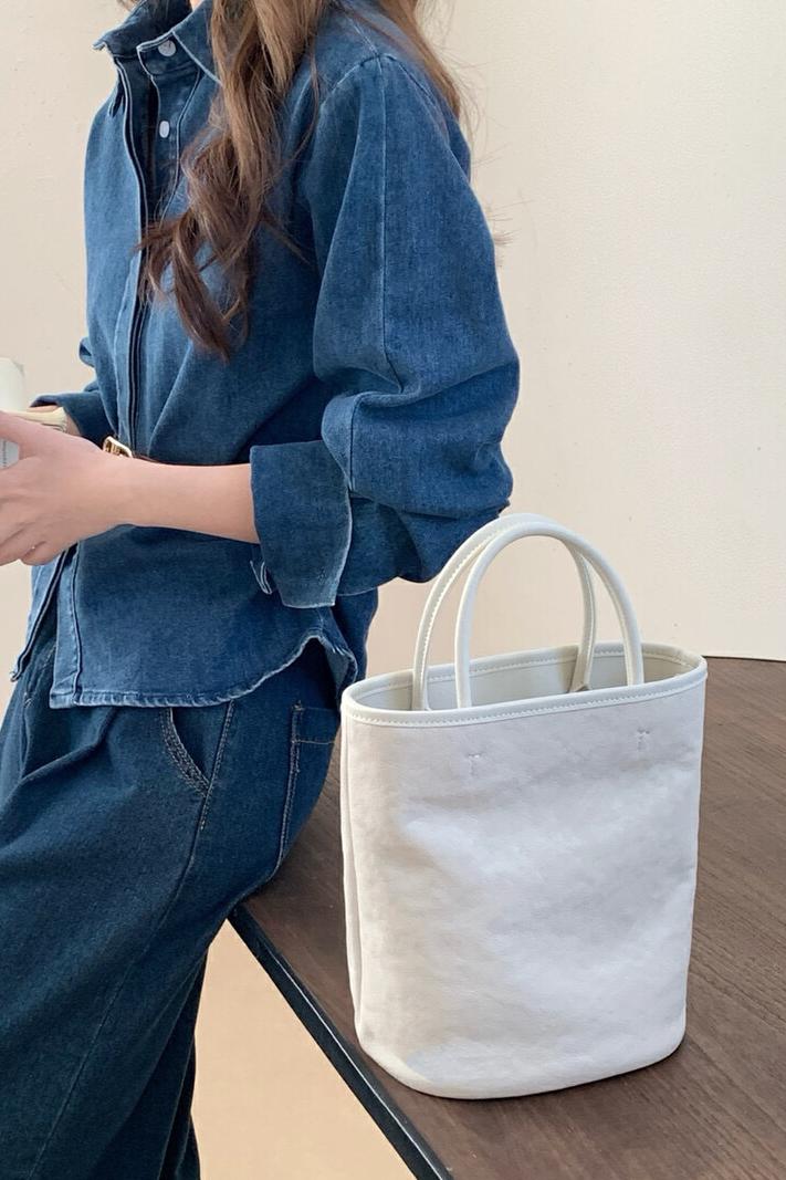 MBH Handmade Top Grain Leather Bucket Bag Minimalist Crossbody Handbag with Shoulder Strap - Image 5