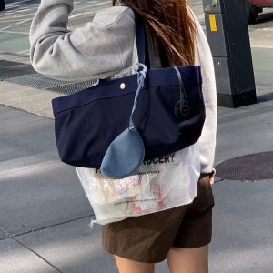 MBH Canvas Tote Bag Minimalist Commuter Shoulder Bag Large Capacity
