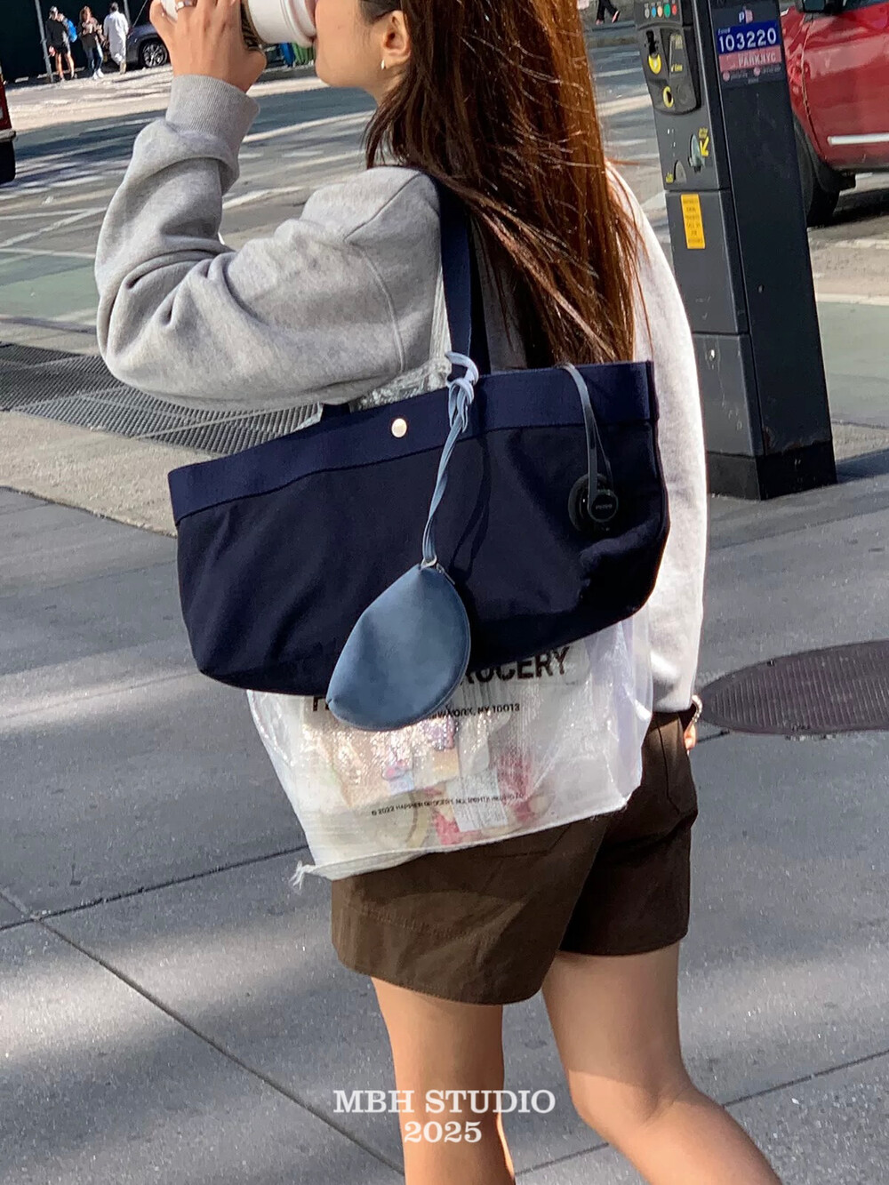 MBH Canvas Tote Bag Minimalist Commuter Shoulder Bag Large Capacity