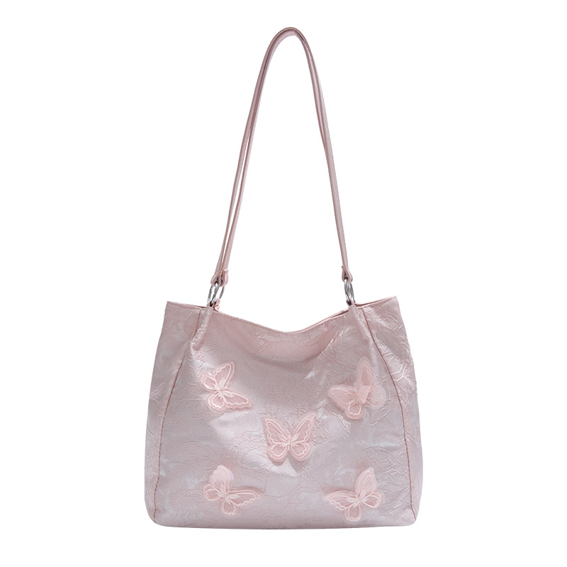 2025 Women's Nylon Tote Bag Cross-Border Shoulder Handbag Butterfly Silk Commuter Underarm Bag - Image 5