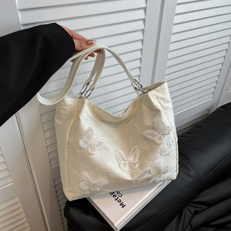 2025 Women's Nylon Tote Bag Cross-Border Shoulder Handbag Butterfly Silk Commuter Underarm Bag - Image 2