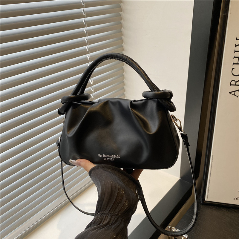 Women's Mini Pleated Crossbody Handbag 2025 Summer Solid Color PU