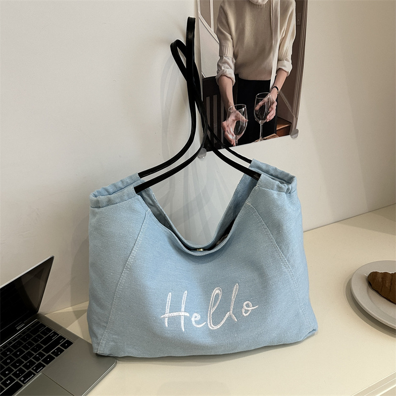 Korean French Style Large Capacity Minimalist Letter Shoulder Handbag for Women - Image 4
