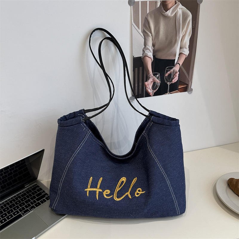 Korean French Style Large Capacity Minimalist Letter Shoulder Handbag for Women - Image 3