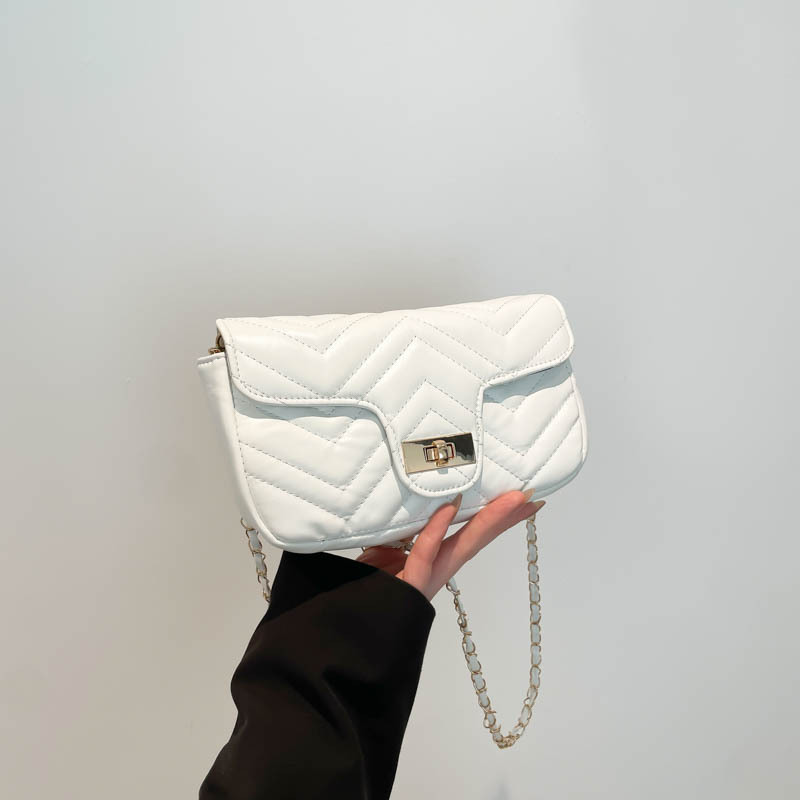 Women's 2025 Street Style Quilted Lock Mini Square Bag PU Shoulder Crossbody - Image 2