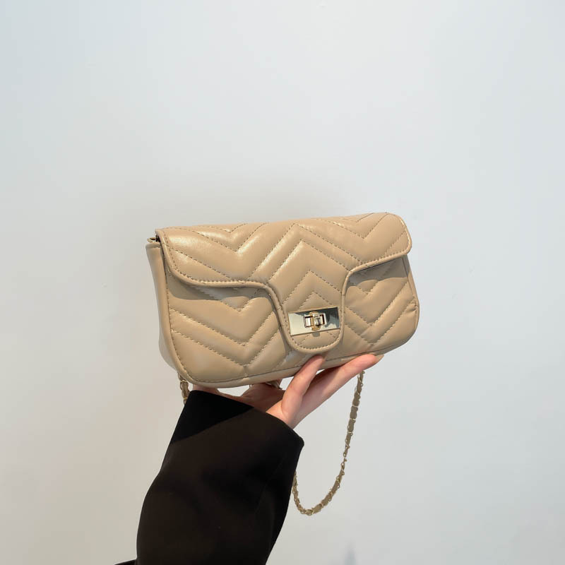 Women's 2025 Street Style Quilted Lock Mini Square Bag PU Shoulder Crossbody - Image 4