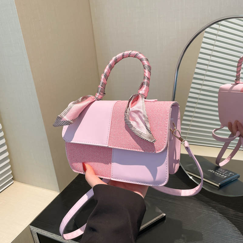 2025 Korean Minimalist Small Square Bag PU Patchwork Shoulder Crossbody Handbag - Image 3