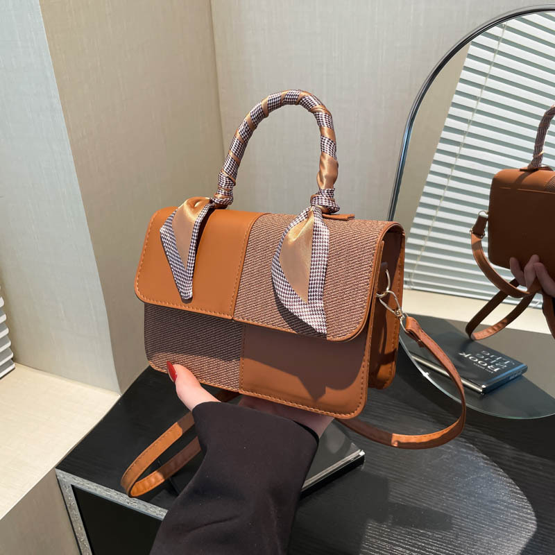 2025 Korean Minimalist Small Square Bag PU Patchwork Shoulder Crossbody Handbag - Image 2