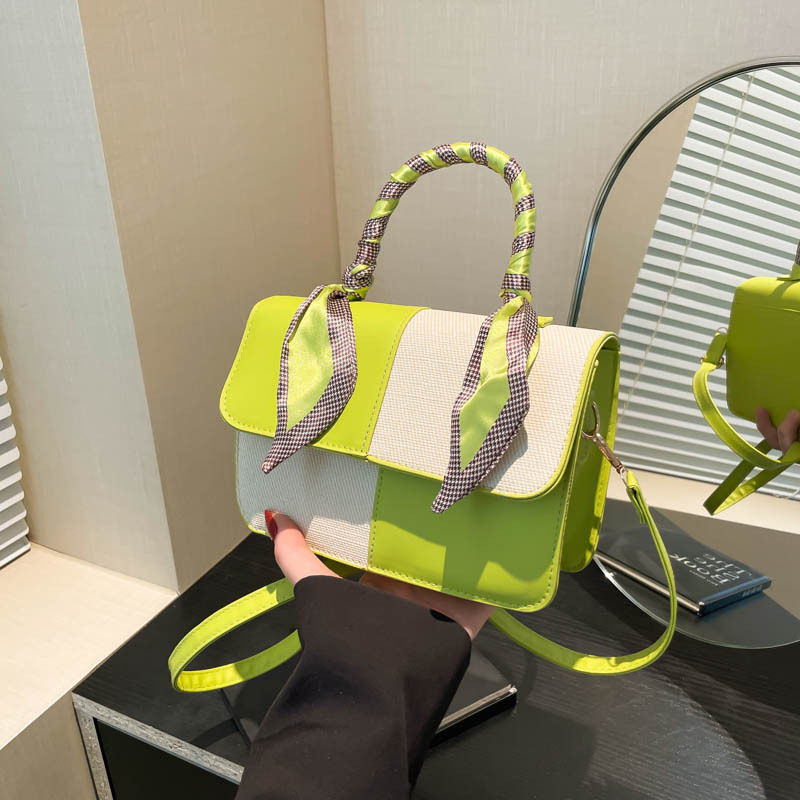 2025 Korean Minimalist Small Square Bag PU Patchwork Shoulder Crossbody Handbag