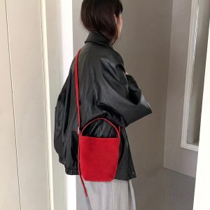 MBH Suede Phone Bag Minimalist Solid Color Handbag Crossbody Bag
